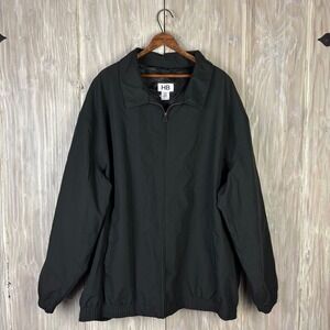 HB Harbor Bay Mens Black Windbreaker Full Zip Jacket Size 2XL Outdoor Monochrome